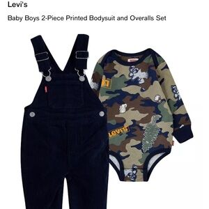 New with tags Levi's Kids Camo Bodysuit and Navy Overalls